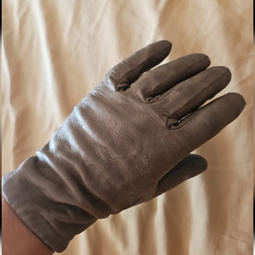 FREE Italian Cashmere & deerskin 70s  vtg handcrafted Mocha driving gloves  7